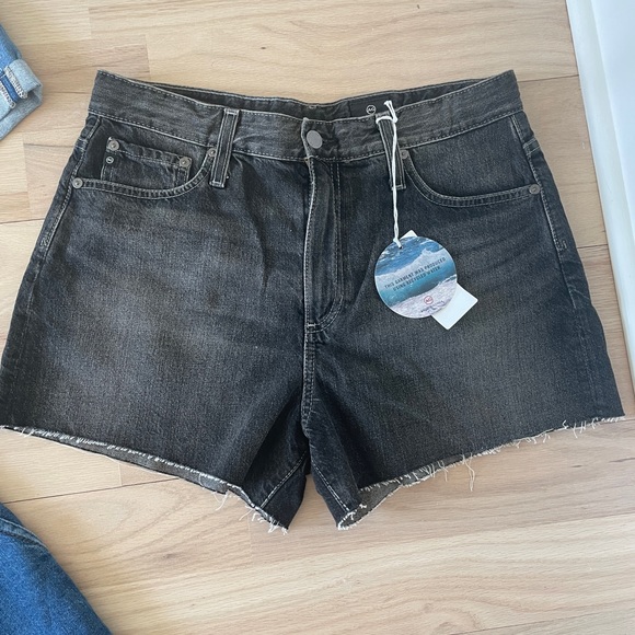 AG Alexxis High Rise denim shorts in shadow black size 30 - Picture 3 of 5